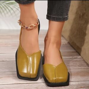 Women's Solid Color Flat Sandals, Elegant Square Toe Ankle Strap Shoes.